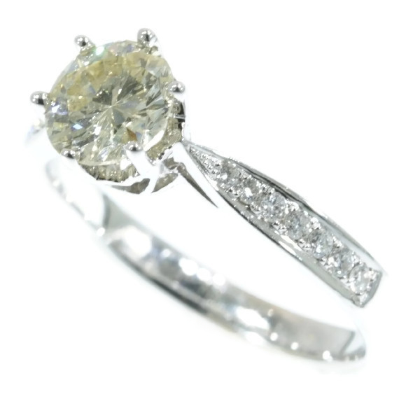 Classical diamond engagement ring 18K white gold 1.07 crt diamonds